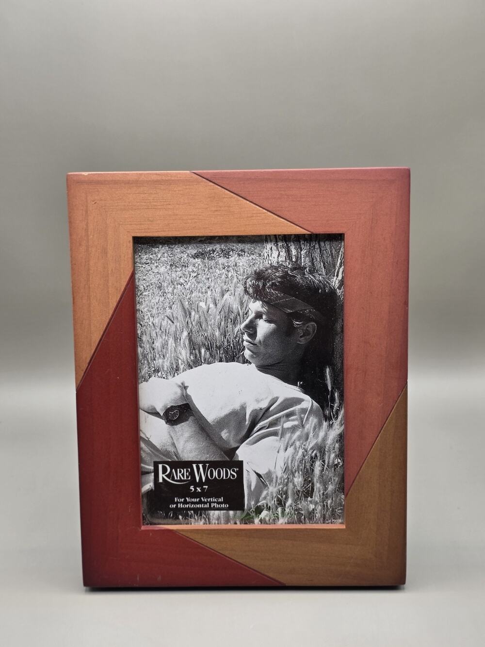 Vintage Rare Woods 5x7 Picture Frame Burnes of Boston Inlaid Geometric Wood